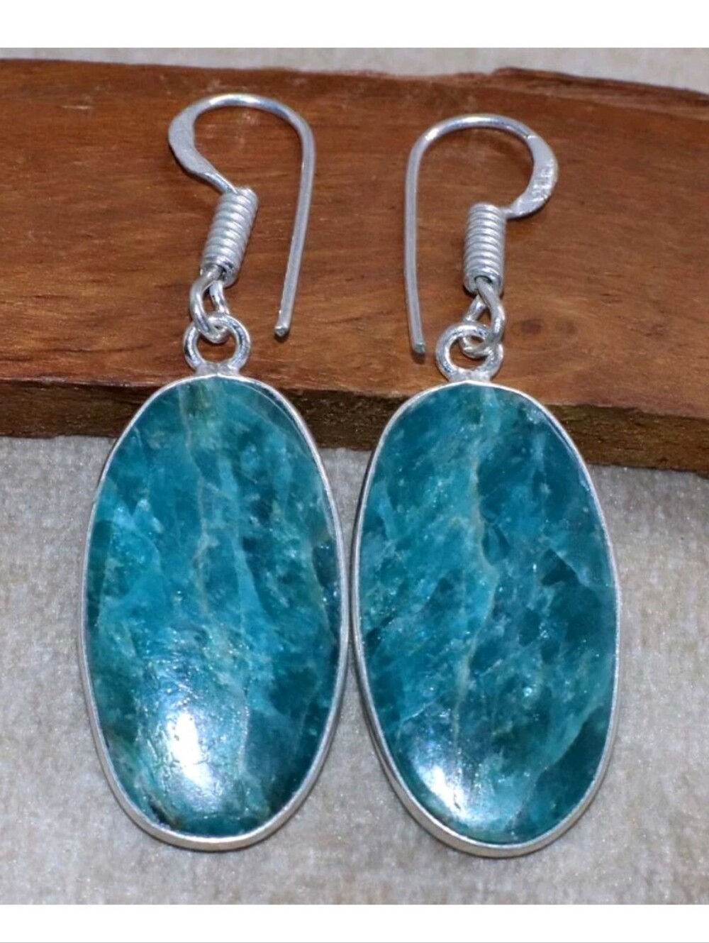 Blue Apatite Gemstone 925 Sterling Silver Handmade Drop Dangle Earrings